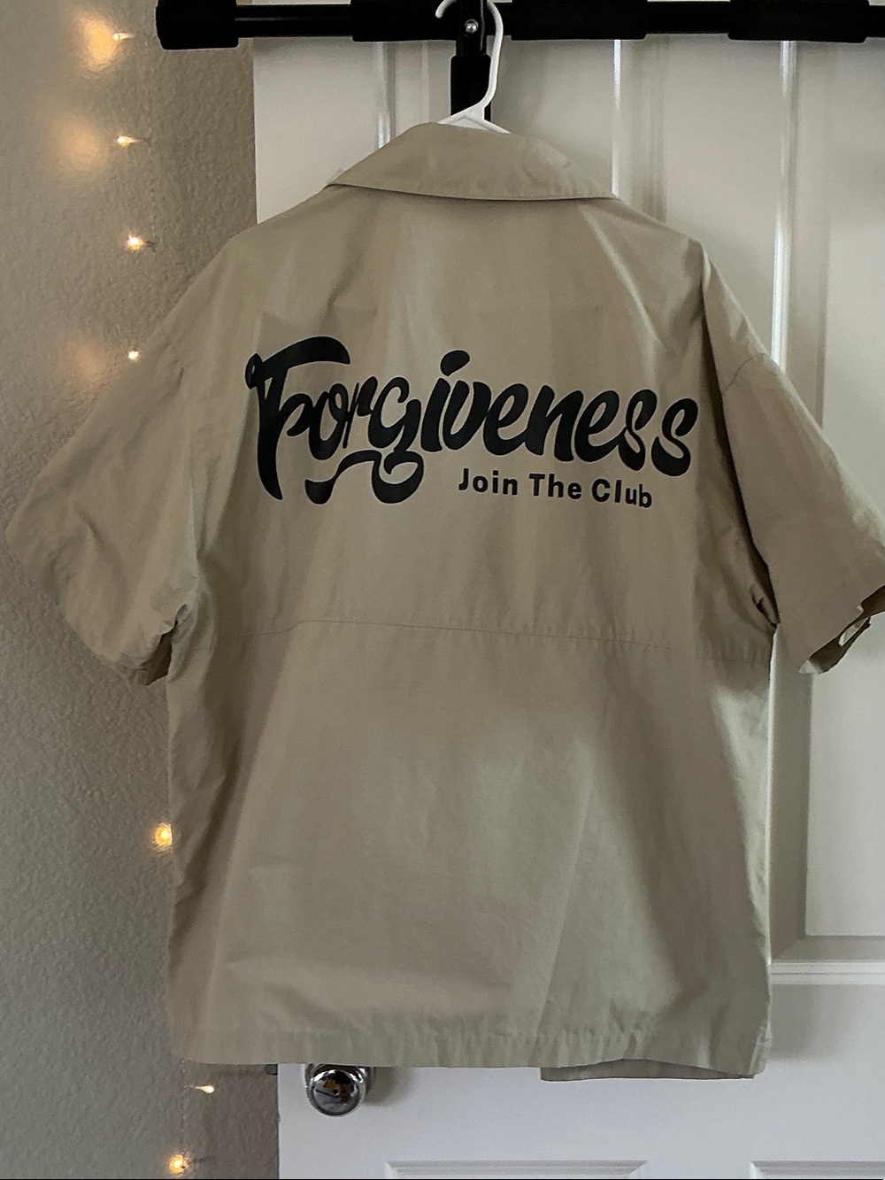 Forgiveness 'Join The Club' Short Sleeve Button-Down Shirt - Beige